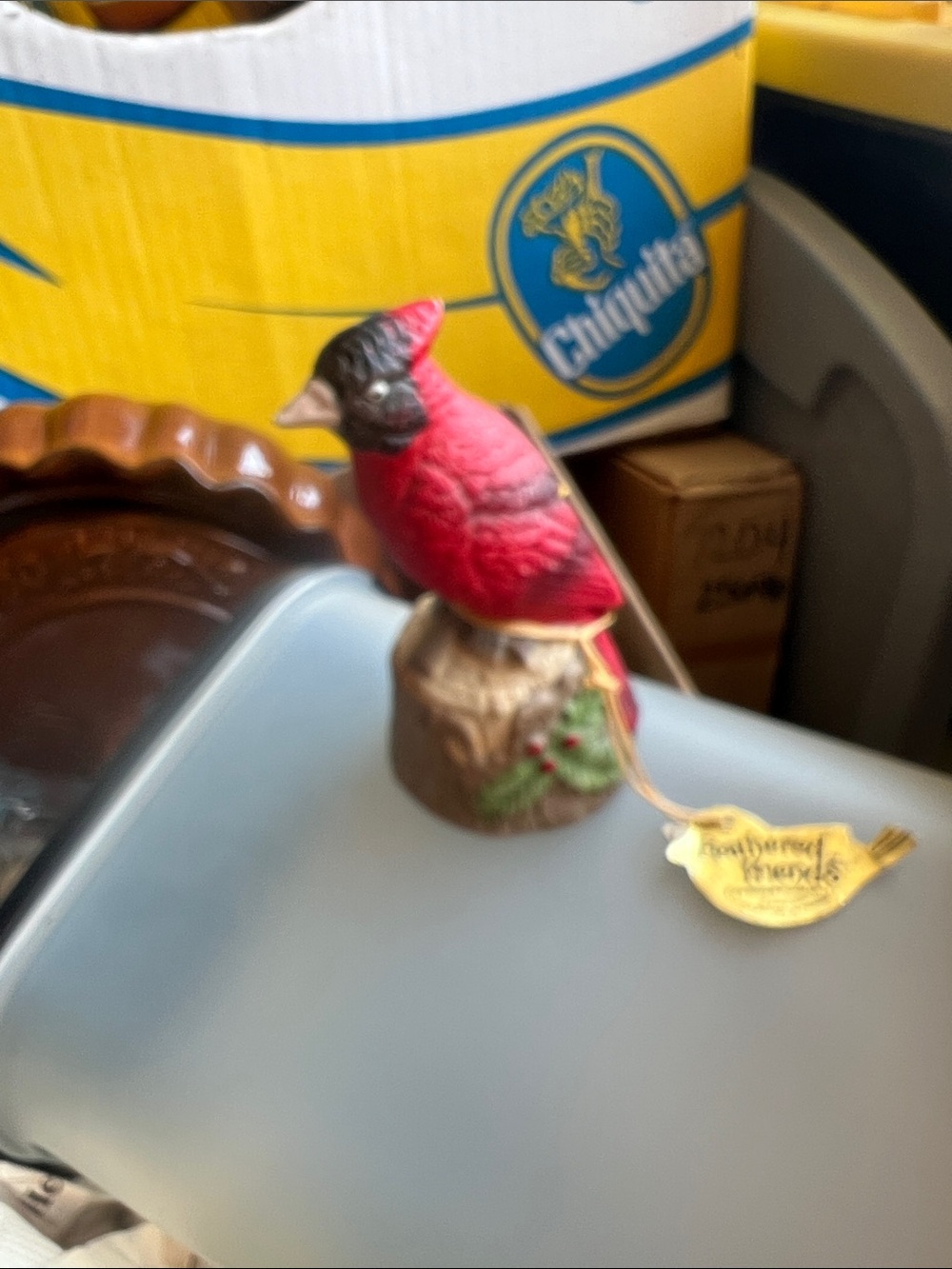 Festive Red Cardinal Bird Figurine - Decorative Pet Bird bell